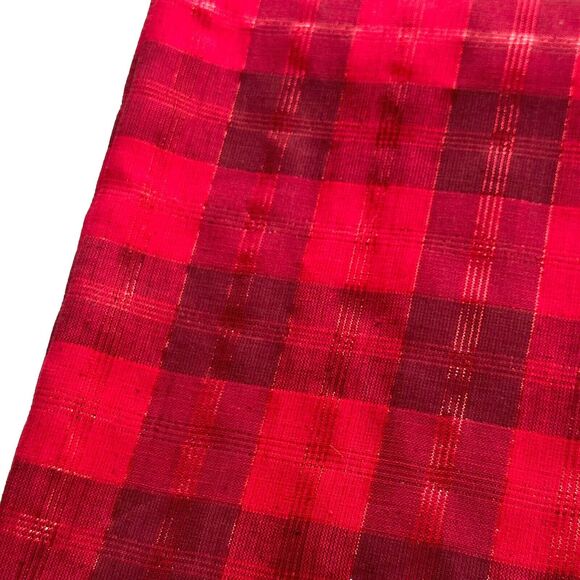 Homespun Tartan Plaid Fabric Red Plaid Cotton Lurex Plaid Large Remnant - Picture 3 of 4